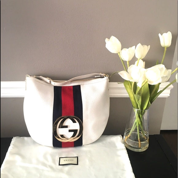 Authentic Gucci white leather hobo shoulde… - Picture 15 of 16